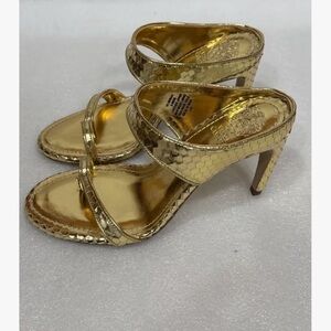 Vince Camuto Gold Metallic Strappy Heeled Sandals-
